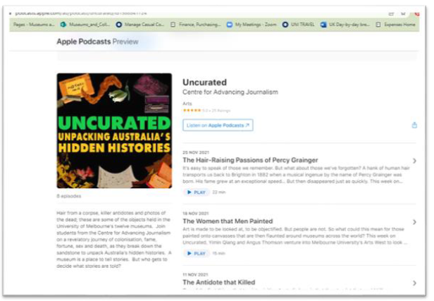 ‘Uncurated’ podcast: a full semester engagement with Museums & Collections