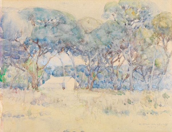 Norman_Macgeorge_Through the Ti-tree, 1907, watercolour and pencil on paper