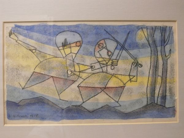 Ludwig Hirschfeld-Mack - 'Fight', 1958, durchdruckzeichnung with watercolour