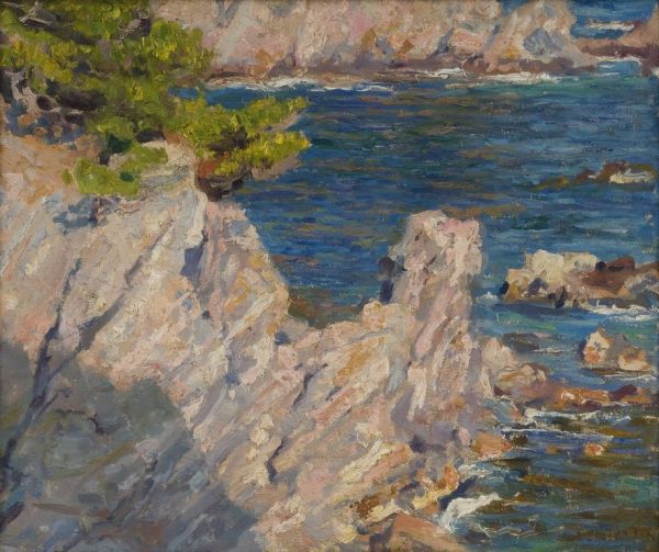 Ewing_Collection_E.Phillips Fox_'Rocks and sea', c,1911, oil on canvas