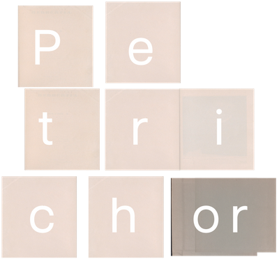 petrichor letters on blocks