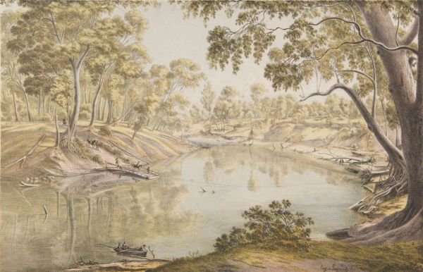 Russell and Mab Grimwade Collection_Eugene von Guerard 1864, 'Goulbun River', colour lithograph