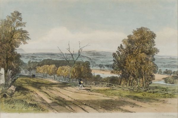 Russell and Mab Grimwade Collection_John Skinner, 'Vale of Heidelberg near Melbourne' 1847, lithograph and water